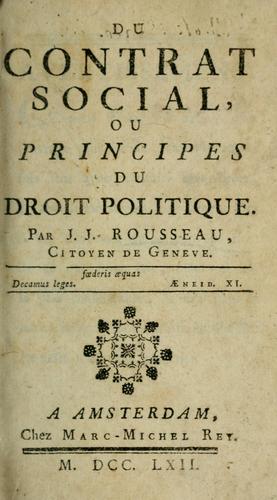 Couverture de Du contrat social, Jean-Jacques Rousseau